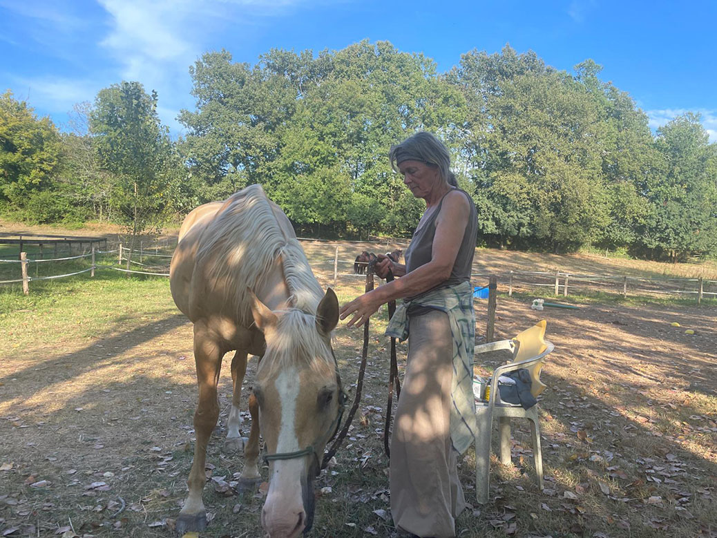 Margot (instructeur) met Flashy (Quarter Horse)